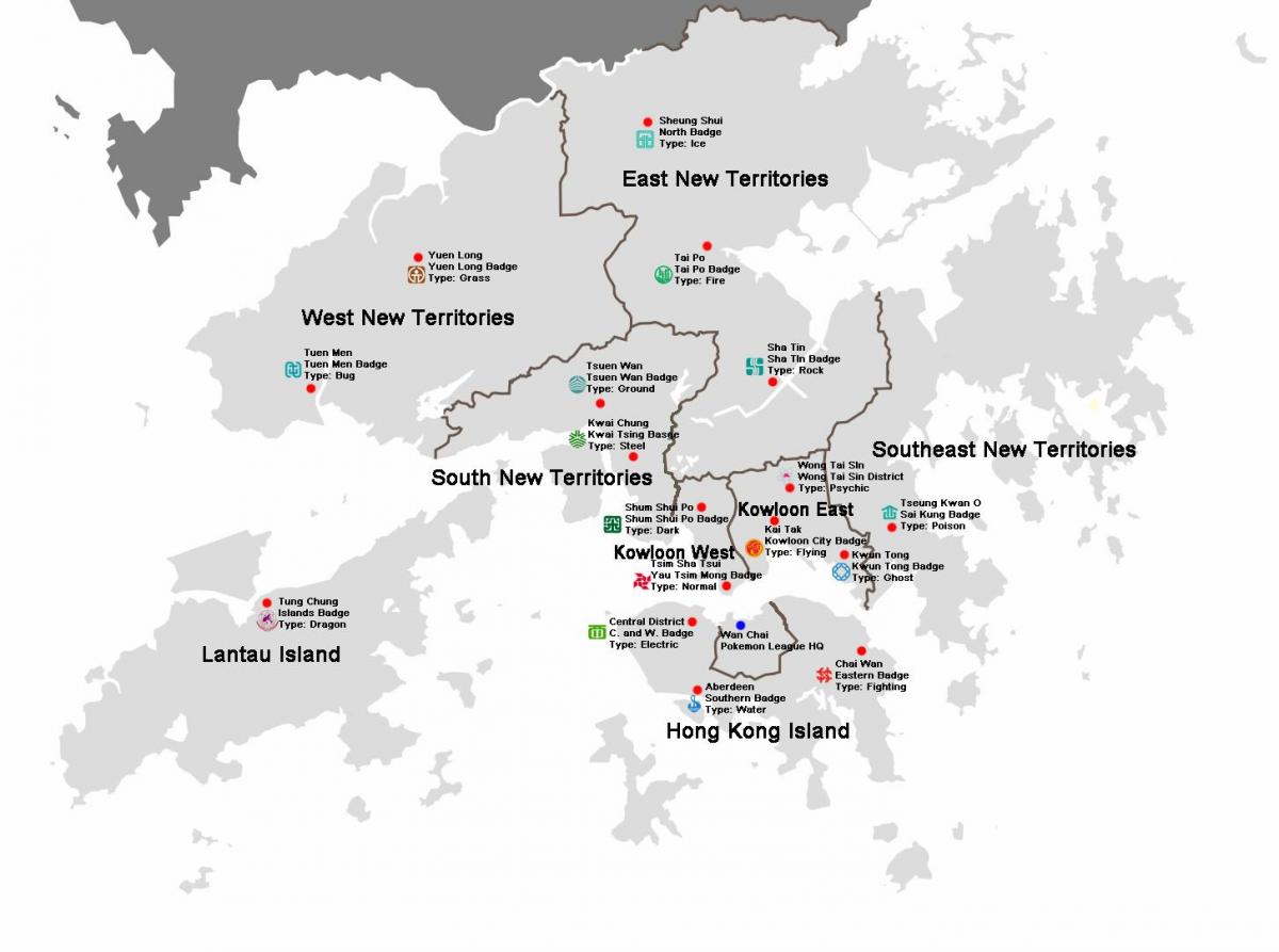 نقشه از هنگ کنگ مناطق