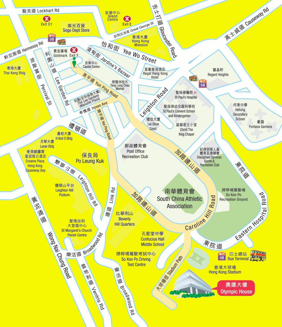 المپیک MTR نقشه ایستگاه