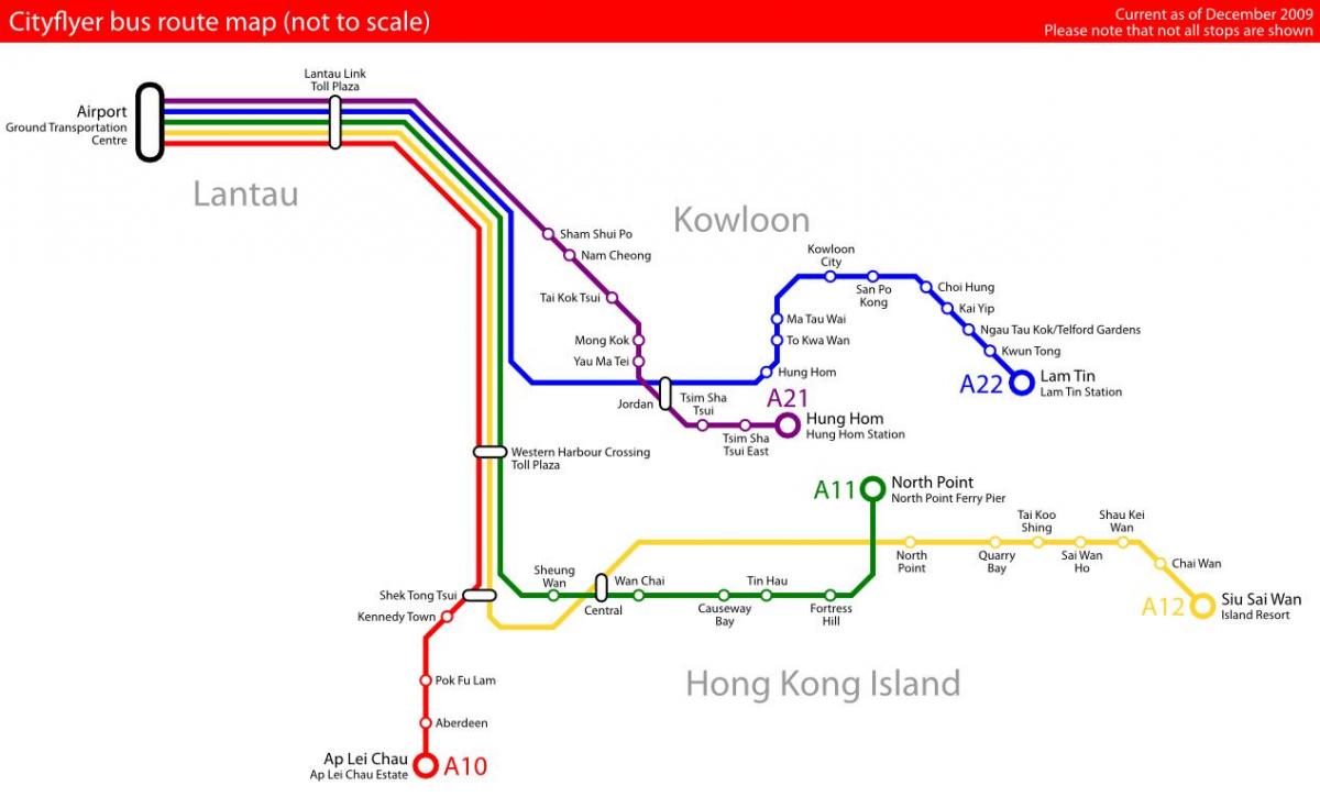 دلار هنگ کنگ, اتوبوس, نقشه مسیر