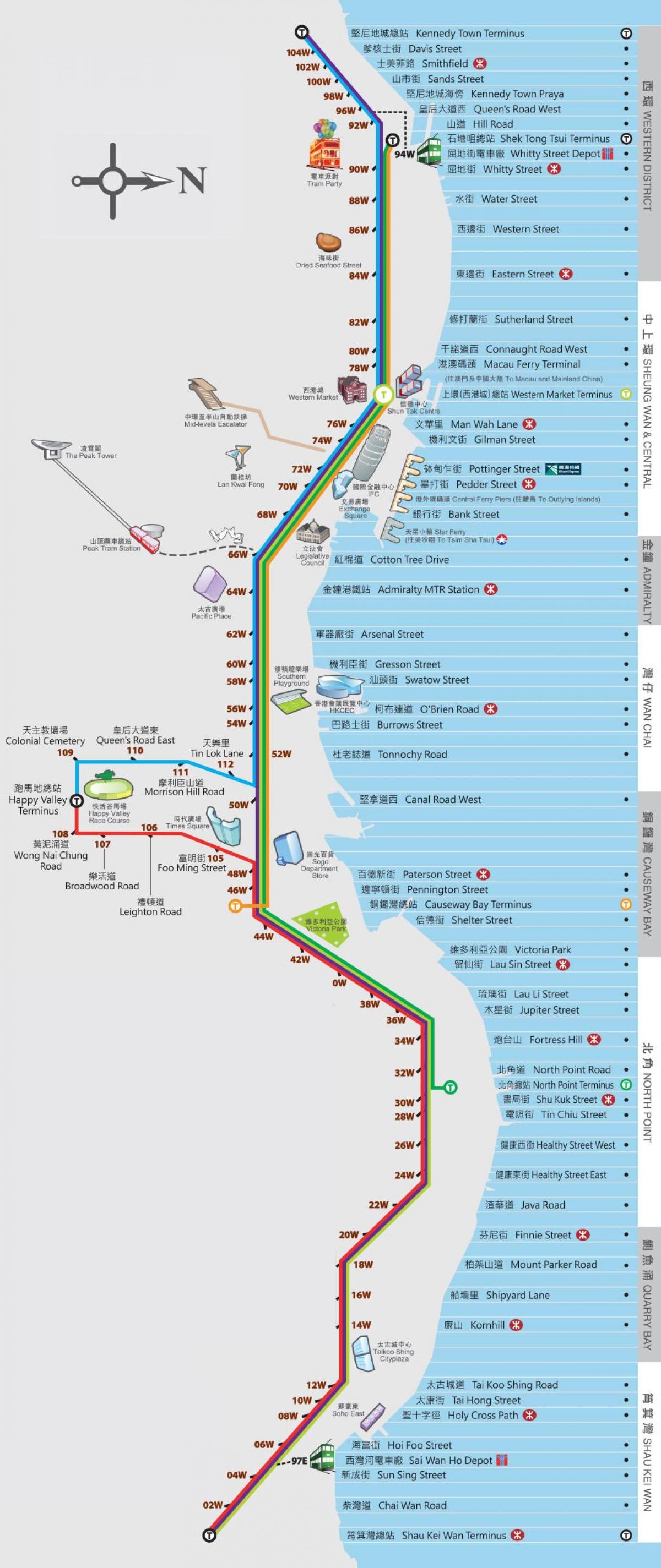 هنگ کنگ دینگ دینگ تراموا نقشه