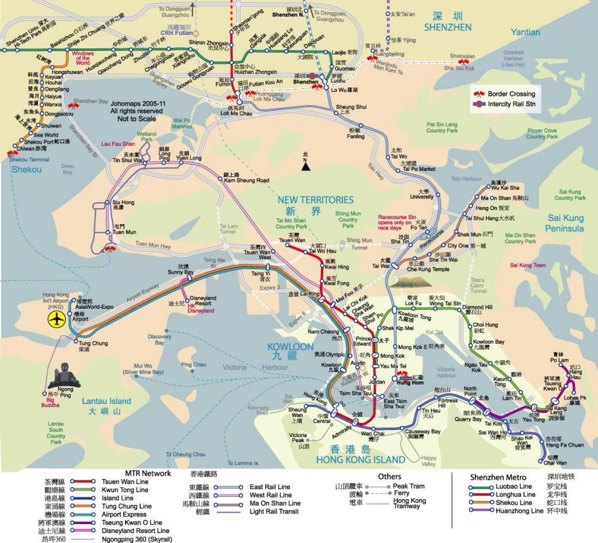 نقشه از هنگ کنگ حمل و نقل