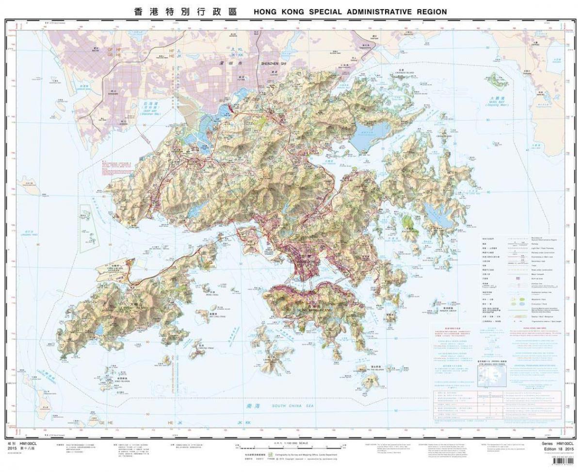 نقشه توپوگرافی از هنگ کنگ