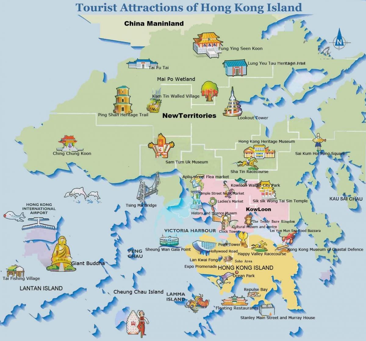 نقشه سیاحتی و گردشگری هنگ کنگ