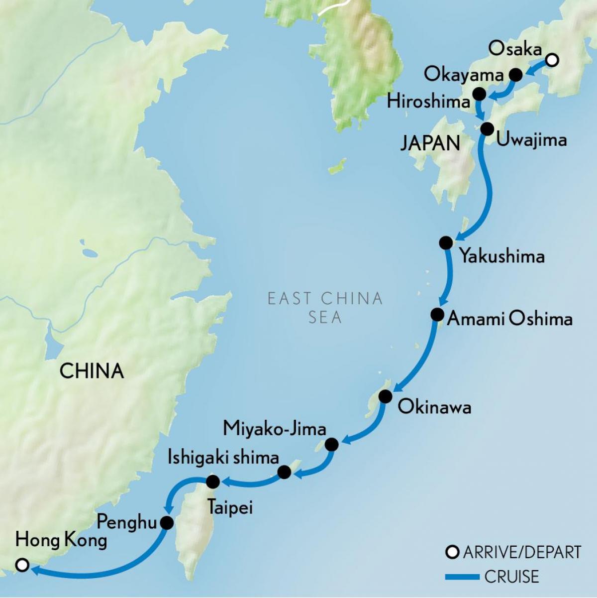 نقشه از هنگ کنگ و ژاپن