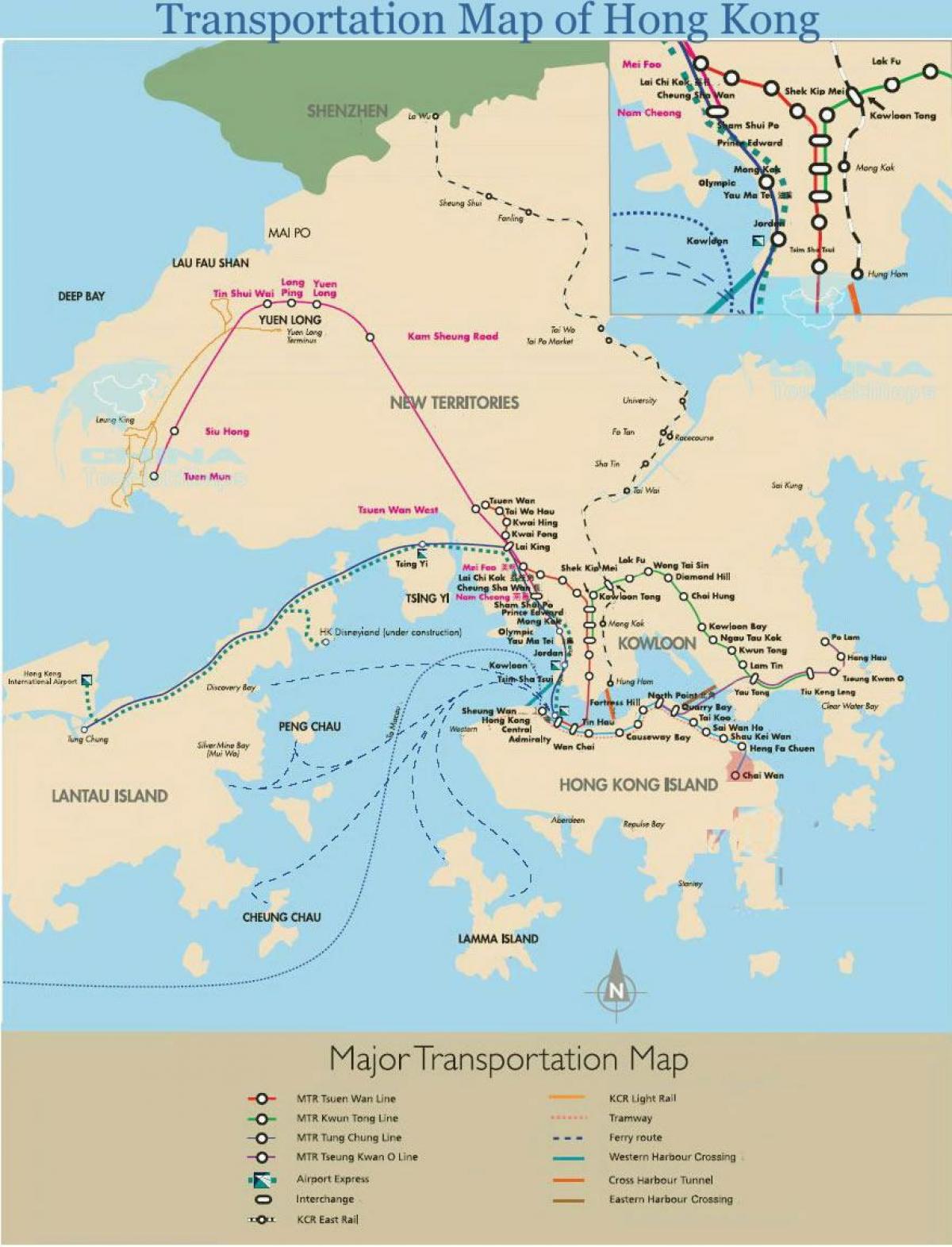 هنگ کنگ مسیرهای کشتی در نقشه