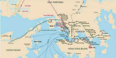 هنگ کنگ مسیرهای کشتی در نقشه